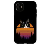 Carcasa para iPhone 11 Tuxedo Cat Retro 70s Sunset Vintage Cat Lover