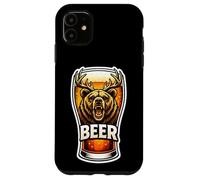 Carcasa para iPhone 11 Vaso de Cerveza Divertido Oso con Cuernos de Ciervo combinación de Juego de Palabras