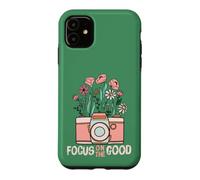 Carcasa para iPhone 11 Vintage Focus On The Good Wildflower Camera Happy Thoughts