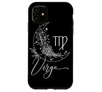 Carcasa para iPhone 11 Virgo Zodiac Moon Floral Celestial Astrología Gráfico