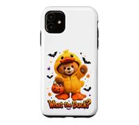 Carcasa para iPhone 11 What The Duck Halloween Teddy Bear Wearing Yeallow Duck