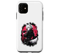 Carcasa para iPhone 11 Wolf Anime Girl Samurai Katana Rosa Negro Diseño Estético