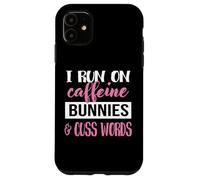 Carcasa para iPhone 11 Womens Girls I Run On Bunnies & Caffeine Bunny Lover