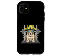 Carcasa para iPhone 11 Yo Vivo aquí Ahora Bulldog Levantador de Pesas