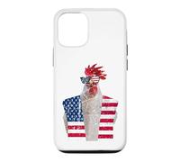 Carcasa para iPhone 12/12 Pro 4 de Julio patriótico Gallo Pollo Rojo Blanco Azul Bandera de Estados Unidos