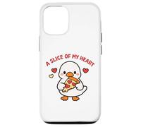 Carcasa para iPhone 12/12 Pro A Slice of My Heart Lindo Kawaii Goose Pizza Love Design