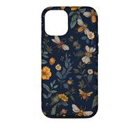 Carcasa para iPhone 12/12 Pro Abejas y Flores Silvestres en Azul Oscuro