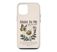 Carcasa para iPhone 12/12 Pro Abide In Me Juan 15:4 Biblia Cristiana Escritura Flores
