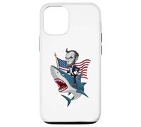 Carcasa para iPhone 12/12 Pro Abraham Lincoln Riding A Shark - Gráfico patriótico del 4 de Julio