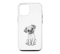 Carcasa para iPhone 12/12 Pro Adorable Perro Carlino Cachorro Bosquejo Lindo Perro Animal ilustración