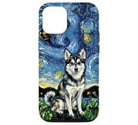 Carcasa para iPhone 12/12 Pro Alaskan Klee Kai Noche Estrellada Linda Obra de Arte Amante de los Perros