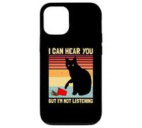 Carcasa para iPhone 12/12 Pro Amante del café con Forma de Gato Negro Divertido, Vintage, «No Estoy Escuchando»