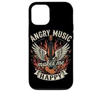 Carcasa para iPhone 12/12 Pro Angry Music Makes Me Happy Skull Rock Band Guitarrista Punk