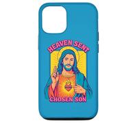 Carcasa para iPhone 12/12 Pro Anime Manga Jesús Sagrado Corazón Cristiano Retro Pop Art Azul