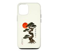 Carcasa para iPhone 12/12 Pro Antiguo Bonsái Árbol Rojo Sol WABI Sabi Zen Arte Japonés