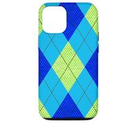 Carcasa para iPhone 12/12 Pro Argyle Verde y Azul patrón Preppy Regalo de los años 80