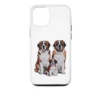 Carcasa para iPhone 12/12 Pro Arte de Dibujo de la Familia de Cachorros de San Bernardo.