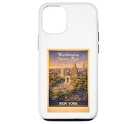 Carcasa para iPhone 12/12 Pro Arte Retro de Viaje aéreo de la Ciudad de Nueva York Washington Square Park