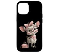 Carcasa para iPhone 12/12 Pro Baby Deer Kawaii Fawn Rosa Leopardo Gafas Retrato Animal