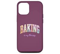 Carcasa para iPhone 12/12 Pro Baking is My Therapy, Divertido diseño Floral con Palabras para Amantes de la repostería
