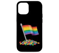 Carcasa para iPhone 12/12 Pro Bandera de Orgullo Arco Iris Feliz Mes del Orgullo Constructor de Ladrillos
