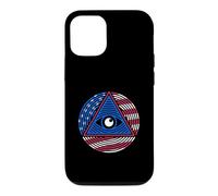 Carcasa para iPhone 12/12 Pro Bandera Estadounidense All Seeing Eye, del Nuevo Orden Mundial en el Pecho Izquierdo