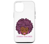 Carcasa para iPhone 12/12 Pro Black Women Queen Stronger Than Breast Cancer Pink Ribbon