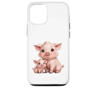 Carcasa para iPhone 12/12 Pro Bonito diseño de mamá cerdita y Cerdito bebé