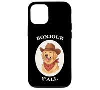 Carcasa para iPhone 12/12 Pro Bonjour Y'all Cowboy Golden Dog Retriever French Amante