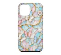 Carcasa para iPhone 12/12 Pro Butterfly Pink White Blue Stained Art Stain Butterflies