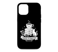 Carcasa para iPhone 12/12 Pro Café Y Capítulos Amante De Libros De Gatos Lectura Café
