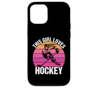 Carcasa para iPhone 12/12 Pro Camiseta para fanáticos del Hockey con Texto en inglés This Girl Loves Hockey Shirt Game Day