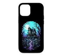 Carcasa para iPhone 12/12 Pro Casa embrujada Luna de Sangre Arte de Grabado en Madera