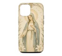 Carcasa para iPhone 12/12 Pro Católica Virgen María Floral Oración Arte Mirada Devocional