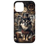 Carcasa para iPhone 12/12 Pro Chihuahua de Pelo Largo Steampunk Científico Loco
