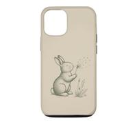 Carcasa para iPhone 12/12 Pro Conejo Amantes Soplando Diente De León Naturaleza Cottagecore Gráfico