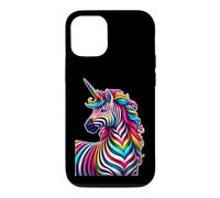 Carcasa para iPhone 12/12 Pro Cool Colorful Zebra Head with Unicorn Horn Safari Animal