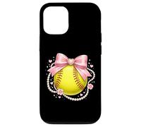 Carcasa para iPhone 12/12 Pro Coquette Softball Lindo Lazo Rosa Collar De Perlas Estética