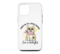 Carcasa para iPhone 12/12 Pro Corgi En Primer Lugar, Jesús Piensa Que Soy una Delicia de Las Mujeres de la Iglesia