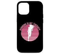 Carcasa para iPhone 12/12 Pro Correr es mi Terapia Girl Runner Jogger Cardio Retro Sunset
