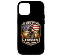 Carcasa para iPhone 12/12 Pro Corro con Jesús en mi corazón American Dirt Bike Rider USA