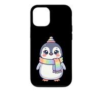 Carcasa para iPhone 12/12 Pro Cute Kawaii Penguin Rainbow Beanie Scarf Winter