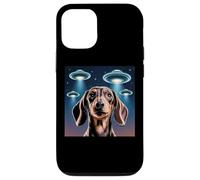 Carcasa para iPhone 12/12 Pro Dachshund Dog Alien UFO Dachshund Decoración Niños Divertido Dachshund
