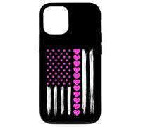 Carcasa para iPhone 12/12 Pro Día de San Valentín Corazones Rosa Bandera Americana Amante Patriótico