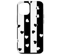 Carcasa para iPhone 12/12 Pro Día de San Valentín Negro Blanco Rayas Verticales corazón Minimalista