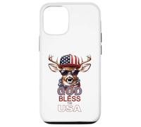 Carcasa para iPhone 12/12 Pro Dios Bendiga a los Estados Unidos, Divertido Sombrero patriótico y Genial con Forma de Ciervo