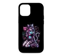 Carcasa para iPhone 12/12 Pro Diseño de Anime Cyber Goth Girl Skeleton Glitch al Estilo Y2K