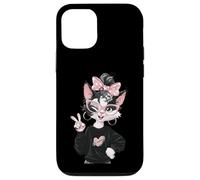 Carcasa para iPhone 12/12 Pro Diseño de Gafas Rosas con diseño de gatita Kawaii, guiñando un Ojo de la Paz