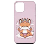 Carcasa para iPhone 12/12 Pro Diseño de Mandala en Postura de Loto para atención Plena, Lindo Zorro de Yoga