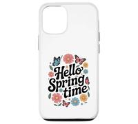 Carcasa para iPhone 12/12 Pro Diseño de tipografía Floral Hello Spring Time